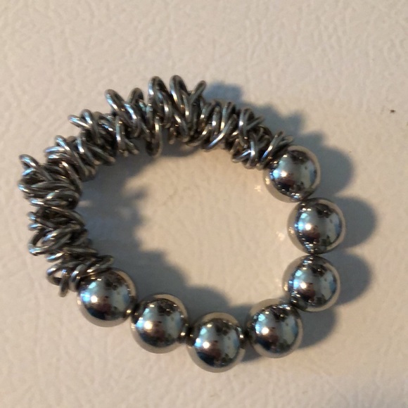 Forever 21 Jewelry - 3/$25 Forever 21 Silver Tone Elastic Bracelet Half ball shalf Chain